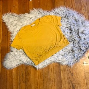 Scrunch hem crop top (Mustard; XS)